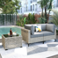 Emroy Wicker/Rattan 2 - Person Seating Group With Lighted Coffee Table and Cushions