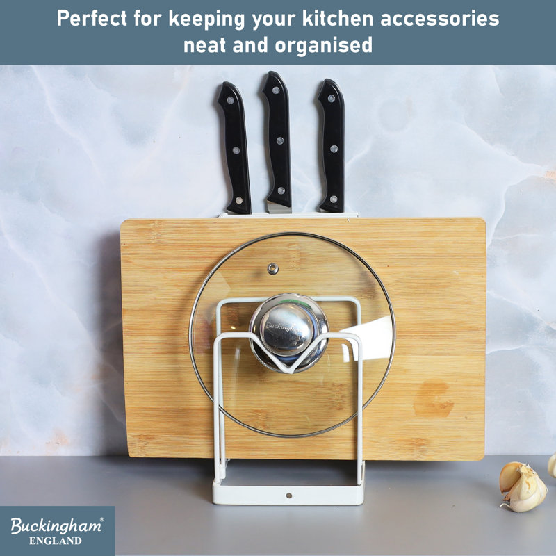 Buckingham Kitchen Organising Rack Chopping Board Knife Block Pot Lid Holder , White