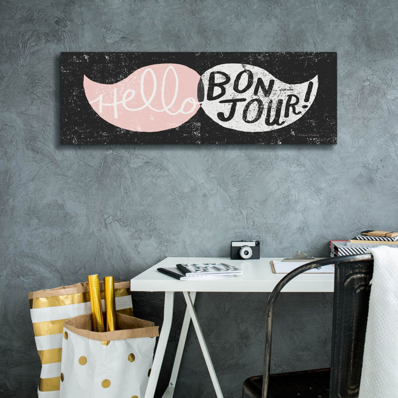 «Ridiculous Mustache Vintage Panel Black and Pink» par Michael Mullan, art mural sur toile, H 12 po x l 36 po x P 0,75 po