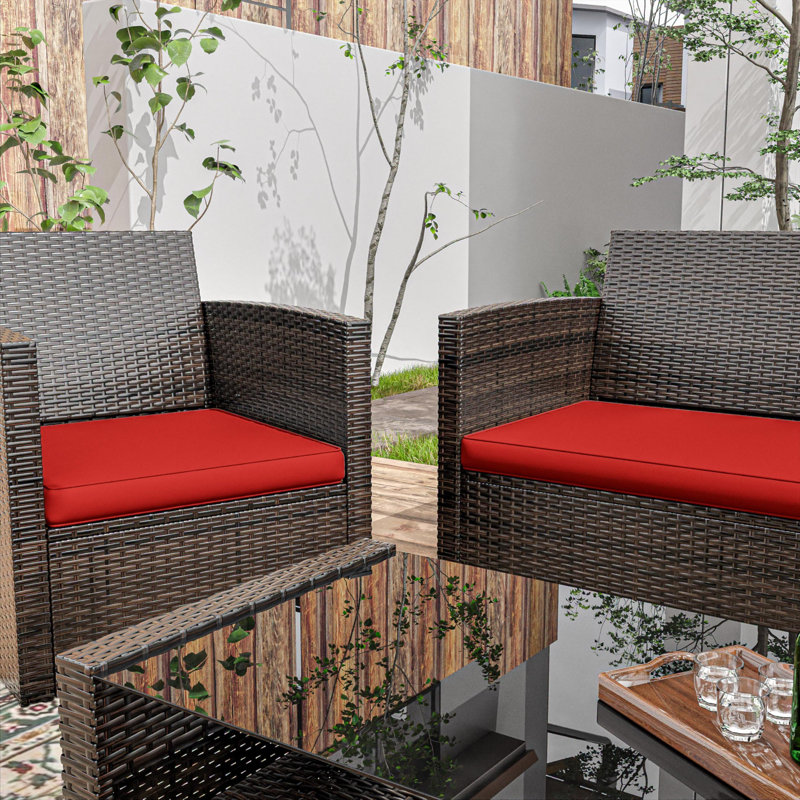 Ensemble de remplacement pour coussins de siège d'extérieur 3 po pour 4 sièges, coussins d'extérieur seulement, Rouge
