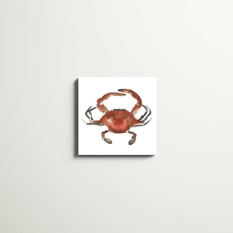 «Watercolor Crab I», peinture sur toile, H 20 po x l 20 po