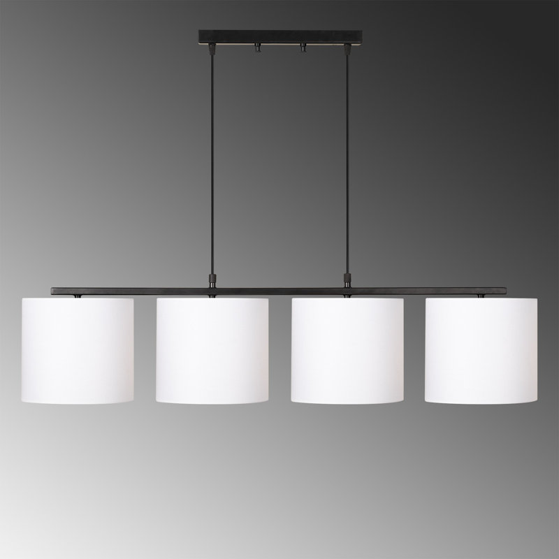 Modern Scandinavian Chandelier, White Metal Body, Adjustable Height, 47.2 x 9.8 x 47.2 inches | 4 x E27 Max 40W, Includes Setup Instructions | Elegant Design for Home & Office Lighting