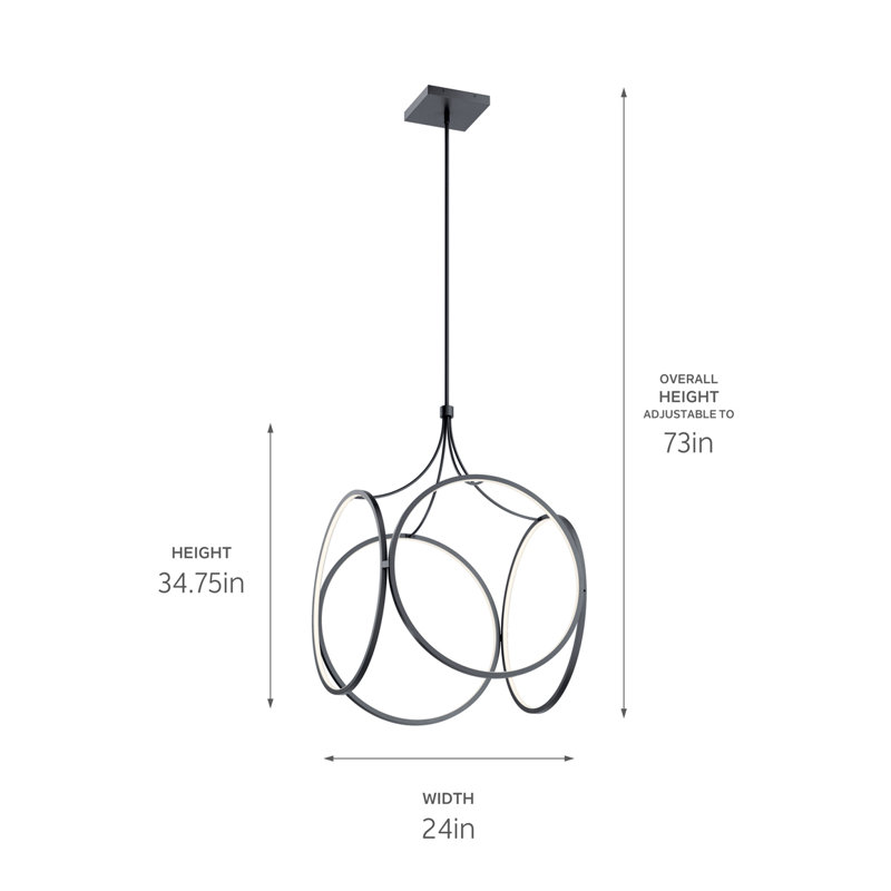 Nikiki 1 - Light LED Pendant, 73" H x 24" W x 24" D, Matte Black