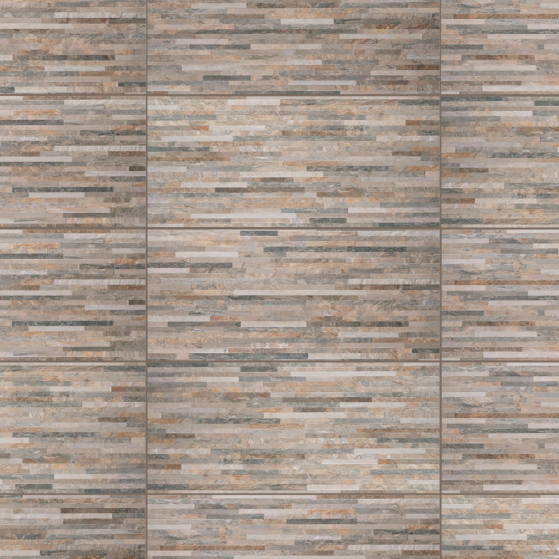 Muro Arriba 13"  x 25" Porcelain Stone Look Wall Tile, Ocher