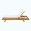 Ensemble de chaises longues, espace disponible sur un côté, bois d'acacia massif avec coussin de détente (crème et triple pli) - version gris foncé assortie disponible-234920617