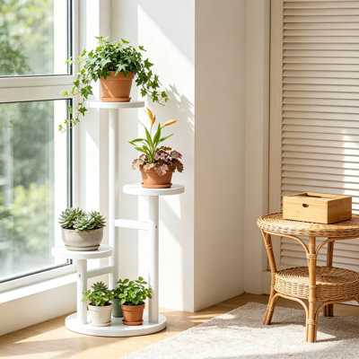 Wood Plant Stand for Indoor Corner, 3 Tier Tall Flower Pot Holder Rack, Rustic Planter Shelf Display for Patio, Garden, Balcony, Living Room