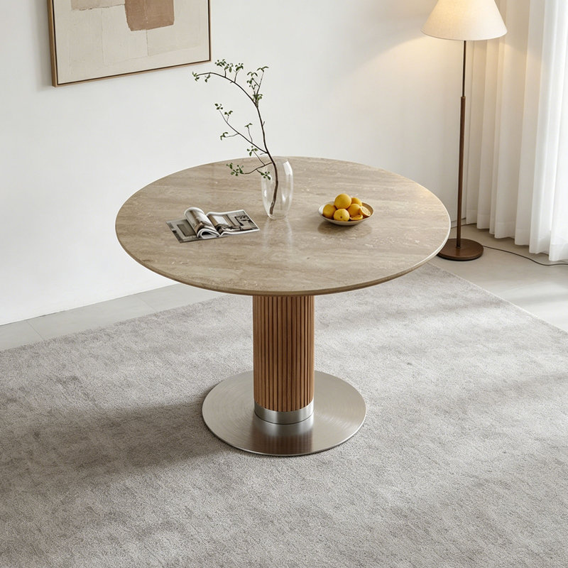 Mid-Century Round Dining Table, 29.5"H x 47.2"L x 47.2"W