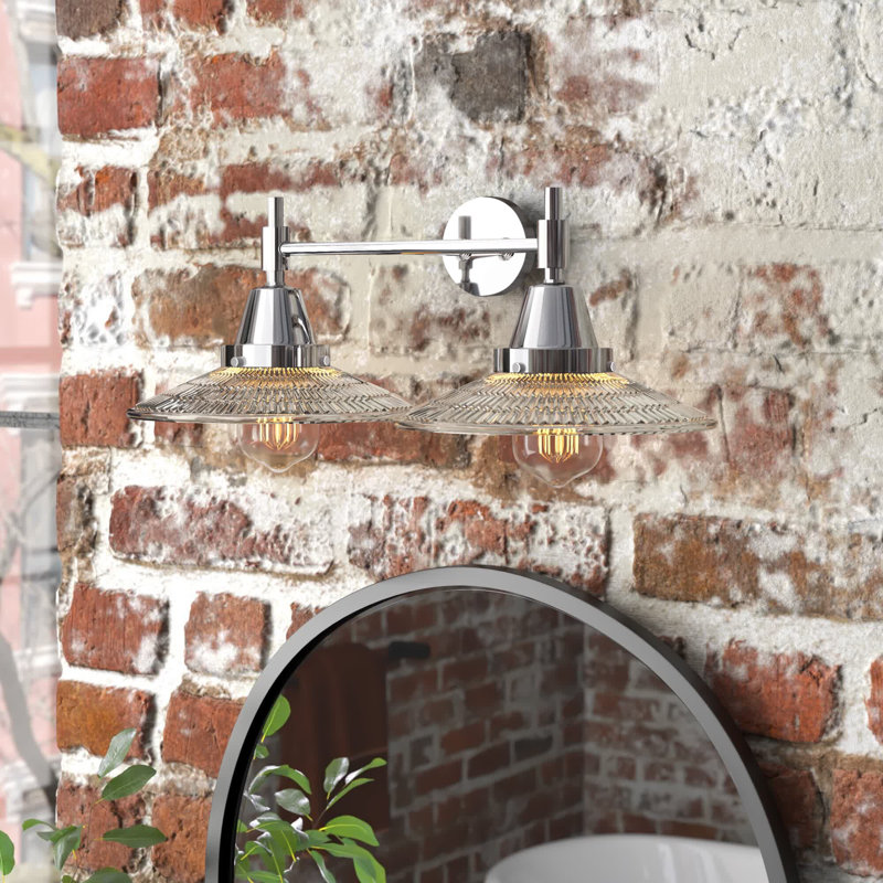 Éclairage pour meuble-lavabo à 2 lumières à intensité variable Gayle, Chrome poli, Ampoule DEL rétro 4 watts, Transparent
