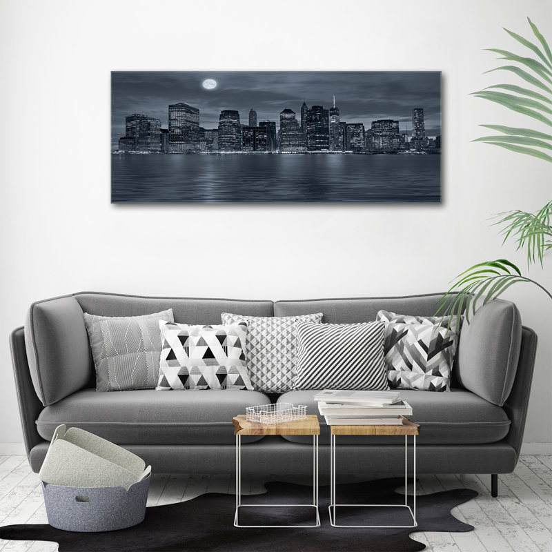 New York By Night - Print, 50cm H x 125cm W x 2cm D, Canvas