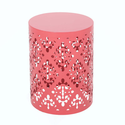 Outdoor Metal End Table - Large, Durable And Stylish With Elegant Iron Cut Design For Modern Spaces