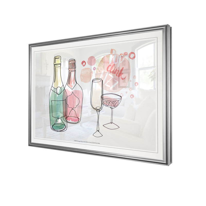 « champagne vœux i », reproduction, H 20 po x l 24 po x P 1,5 po, Cadre argenté