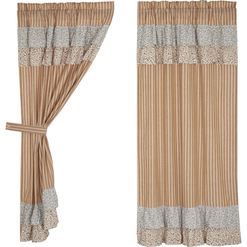 Paire de rideaux obscurcissant avec passe-tringle Louann, Or / bleu marine / crème, l 36 po x L 63 po