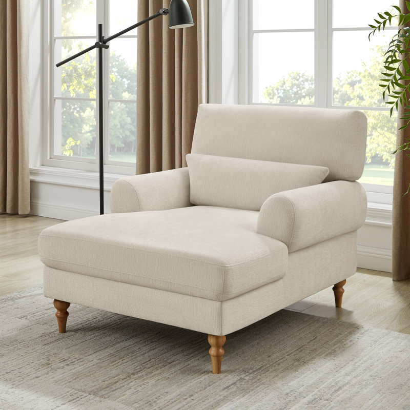 Chaise longue rembourrée avec dossier réglable Jazier, Beige