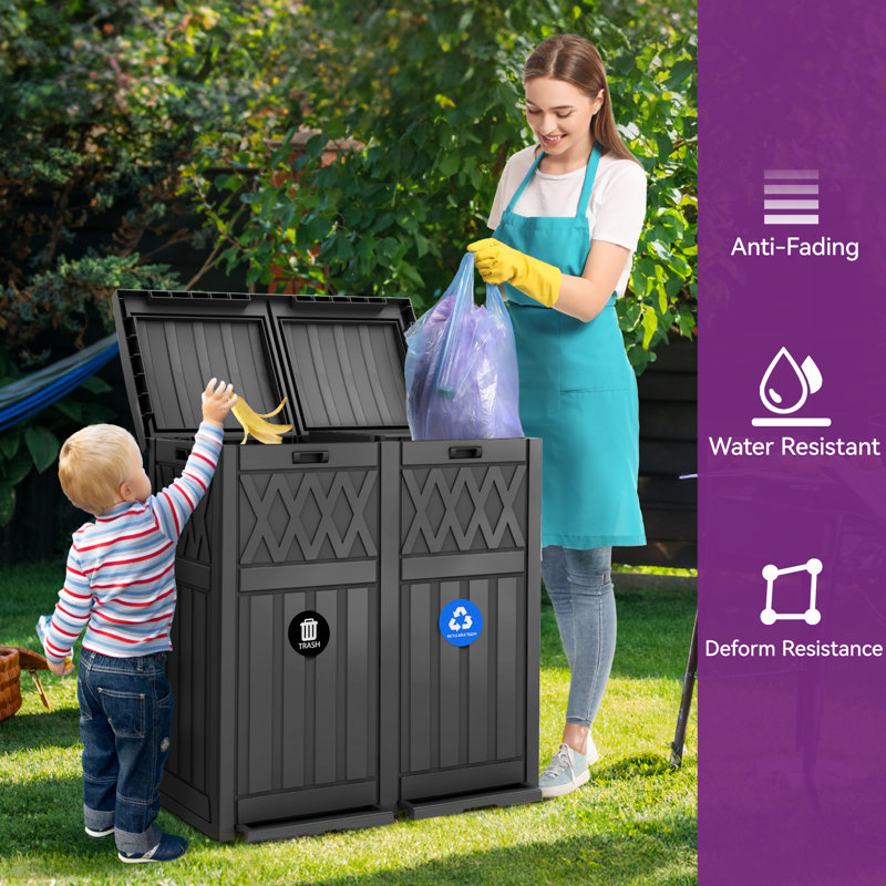 Balconera 30.7'' W 61 Gallons Water Resistant Resin Deck Box, Black