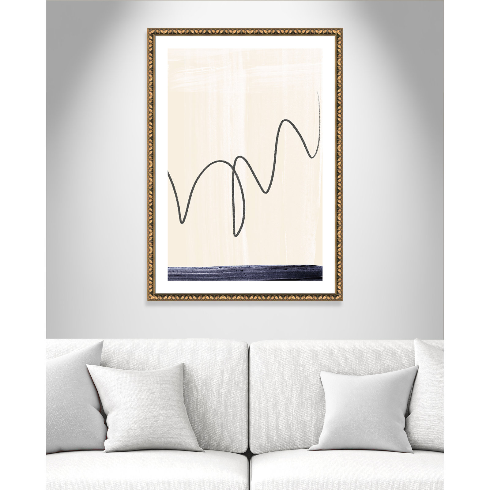 Tigerlily "Departured II" Painting, Gold Bead Framed Paper, 42.5" H x 30.5" W x 1.13" D