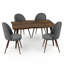 Ensemble de salle à manger 5 pièces moderne en noyer de 63 po avec 4 chaises rembourrées grises-133283156