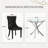 5-Piece Round Glass Table Set With Velvet Chairs – Metal Base, Seats 4-1551142724-1551142727-1551142734