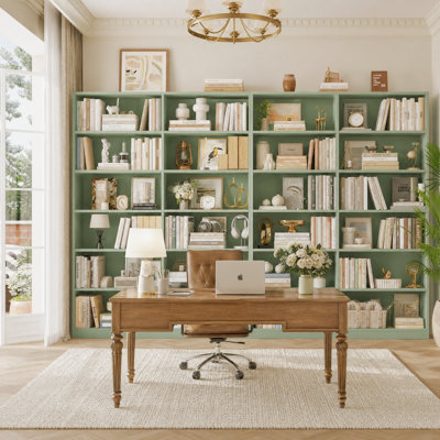 74.3"H X 47.2"W Wood Double 6-Tier Standard Bookcase