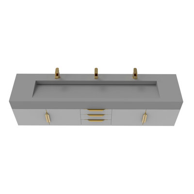 Roghan 84" Wall-Mounted Single Sink Bathroom Vanity