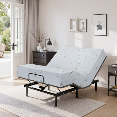 Adjustable Bed Base With 10 Inch Memory Foam Mattress, Head And Foot Lift, Zero Gravity Smart Frame