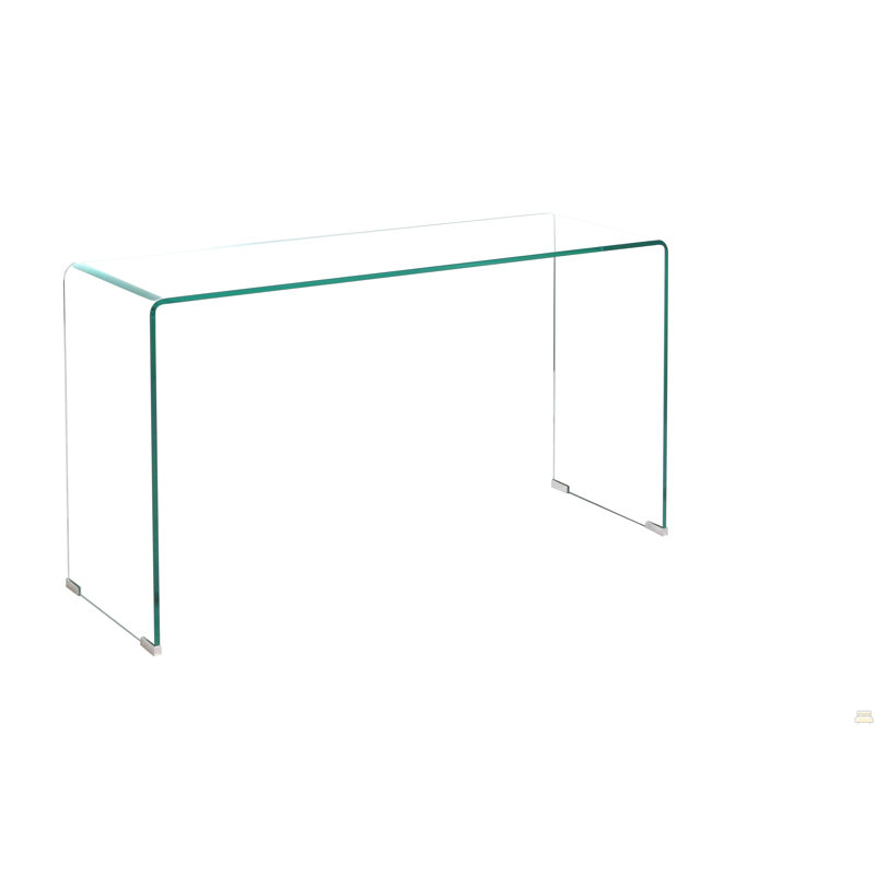 Glass Console Table, Transparent Tempered  Glass Console Table With Rounded Edges Desks, Sofa Table