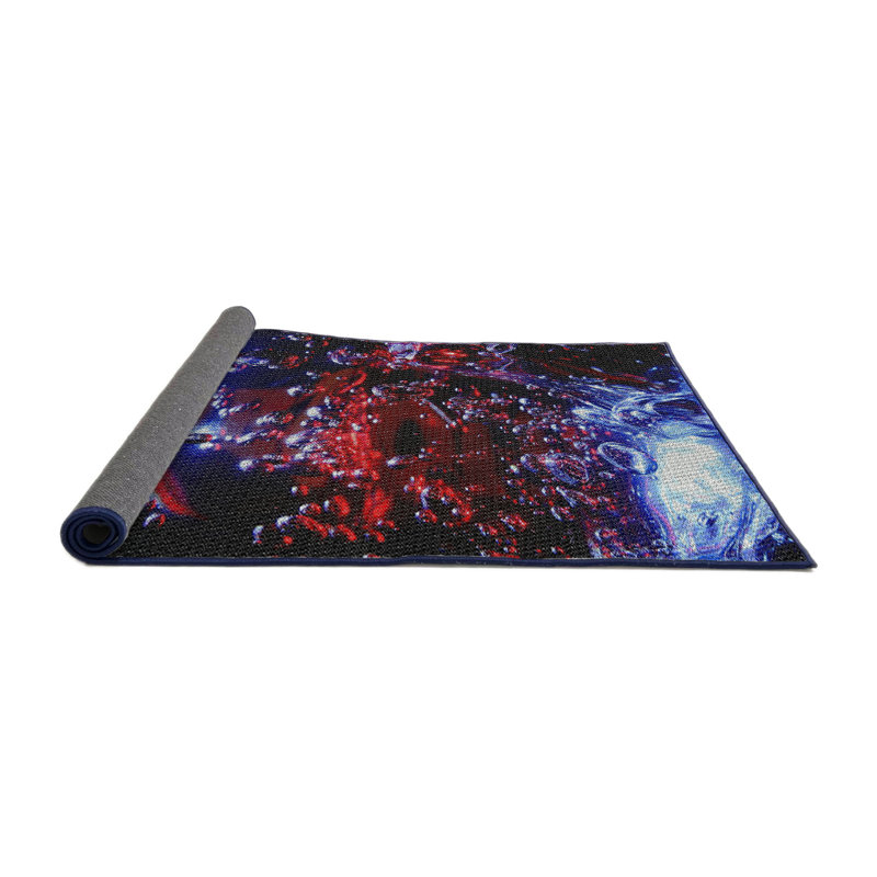 Tapis abstrait rouge / mauve, Rond 7 pi