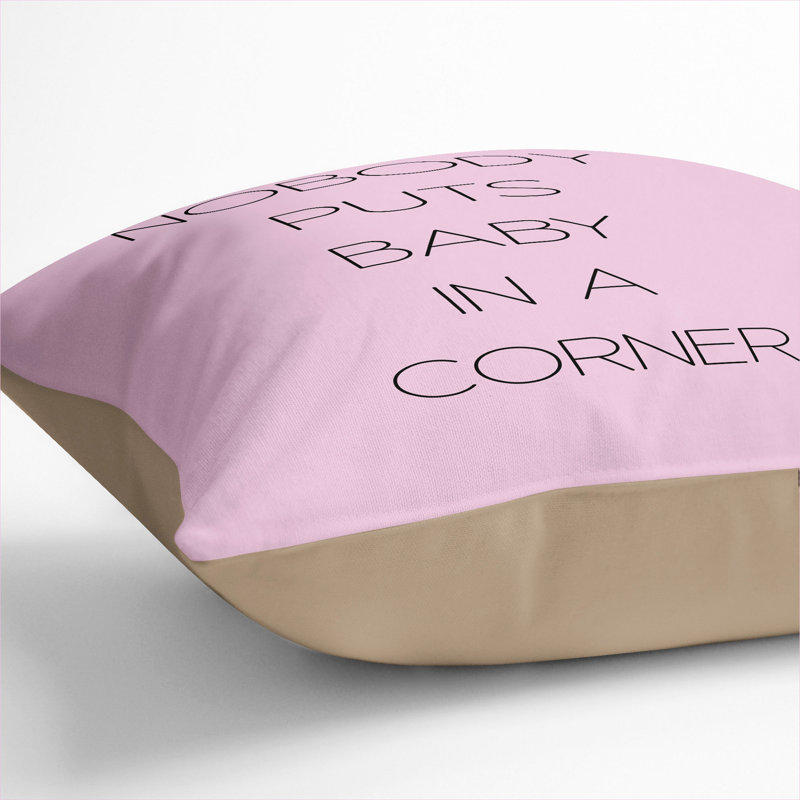 Nobody Puts Baby In A Corner Square Throw Cushion, 40cm H x 40cm W x 15cm D, Stone
