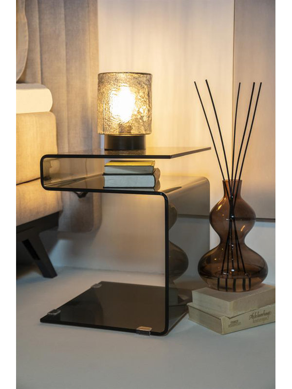 Brown Glass Rectangular Modern End Table