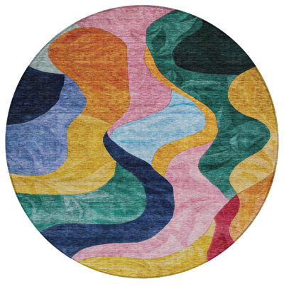 Machine Washable Indoor/Outdoor Chantille ACN1120 Green Rug