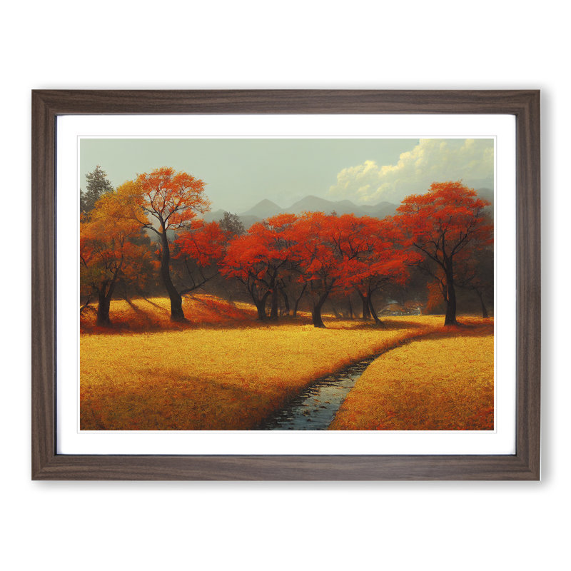 Unreal Autumn Forest - Framed Print, 25cm H x 34cm W x 2cm D, Walnut