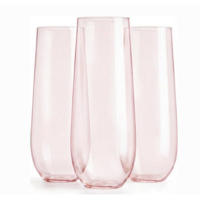 24 Pack 9 Oz Disposable Champagne Flutes Plastic,Clear Crystal Plastic Cocktail Cups for Wedding Party,Clear