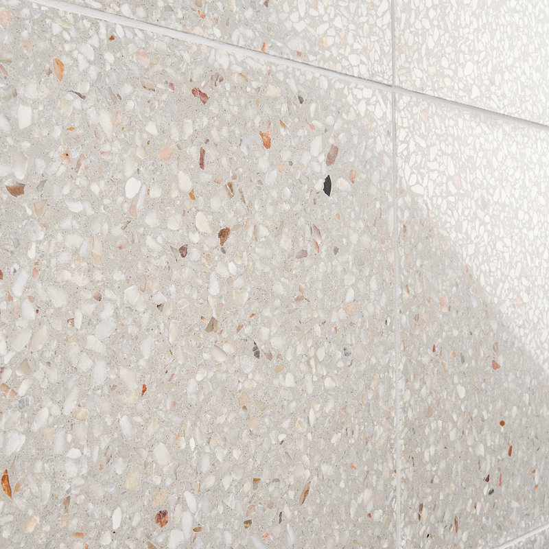 True Terrazzo 16x16 Polished Terrazzo Tile, Dove Gray