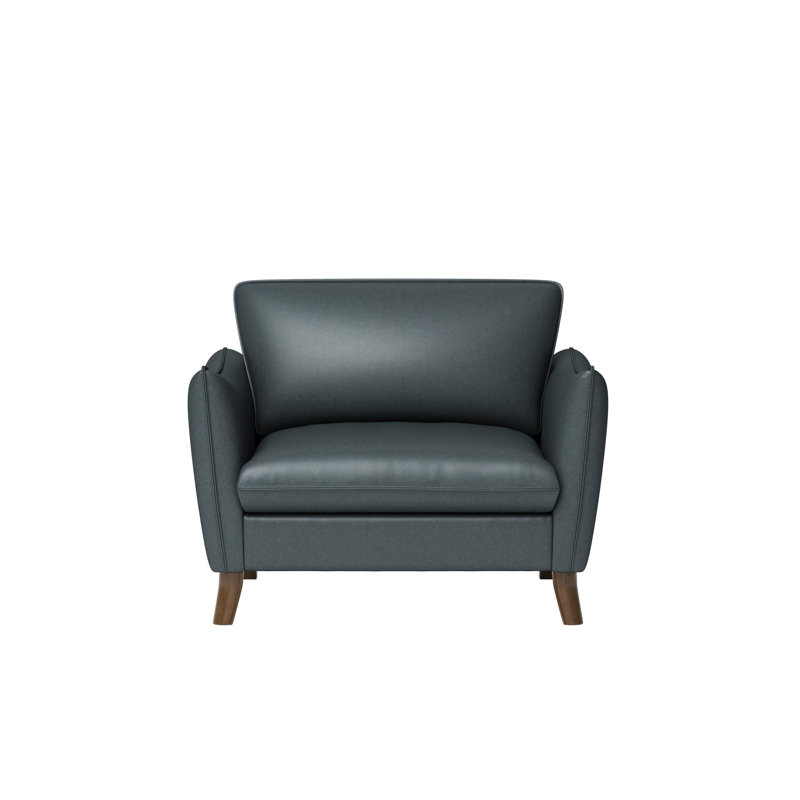 Laquon Upholstered Chair And A Half, Navy Polyester Blend