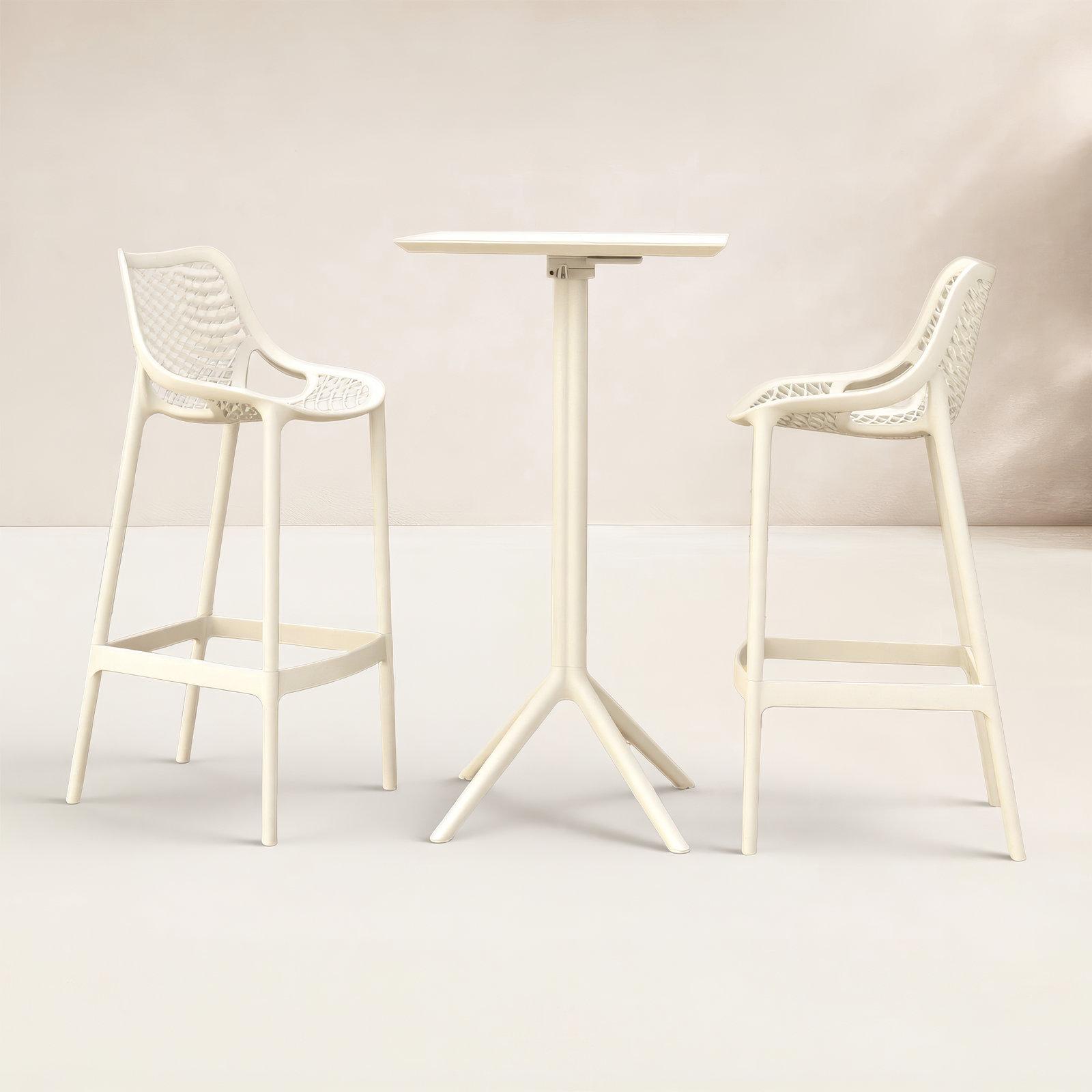 Asherton Square 2 - Person 23.6" Long Bar Height Dining Set, White