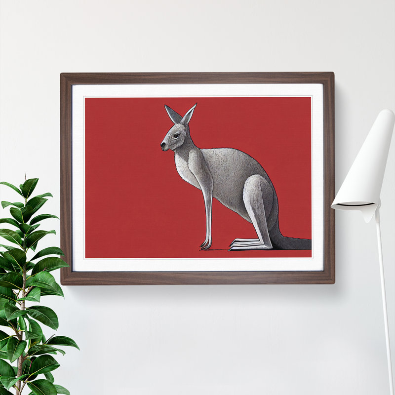 Kangaroo - Framed Print, 46cm H x 64cm W x 2cm D, Walnut