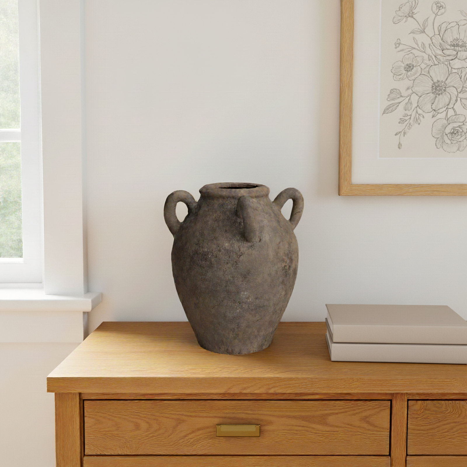 Elna Handmade CElnamic Table Vase, 12.15" H x 9.9" W x 9.7" D
