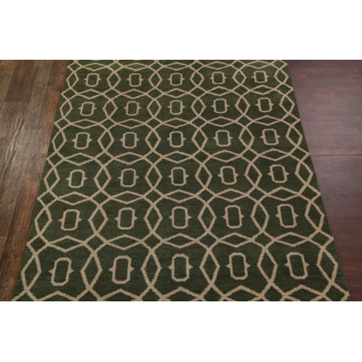 Senna Trellis Oriental Hand-Tufted Wool Green Area Rug -  Alcott HillÂ®, 9454C3D3379343FB8B8C198BE1F9580C