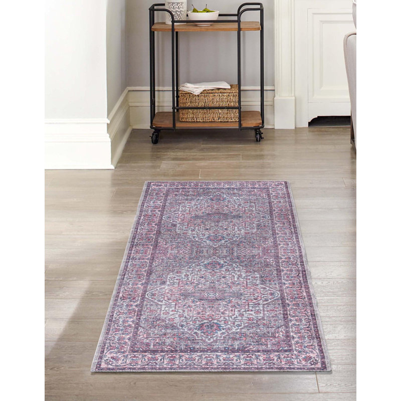 Tapis oriental beige / rose Guyer, Tapis de couloir 2 pi 7 po x 13 pi