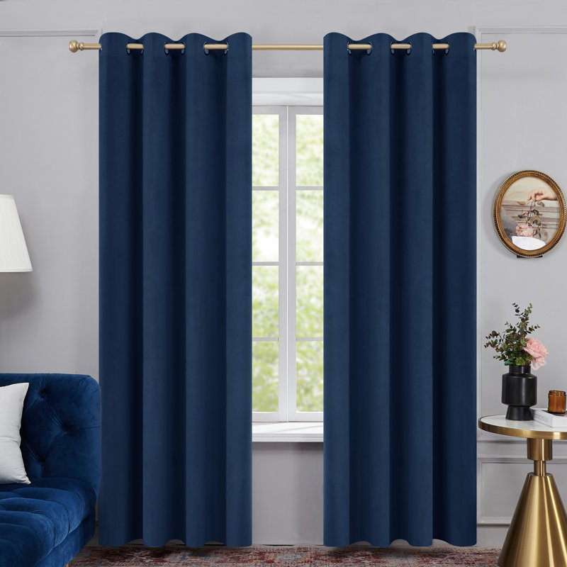 Zmari Blackout Curtain Pair, 52" W x 84" L, Navy Blue