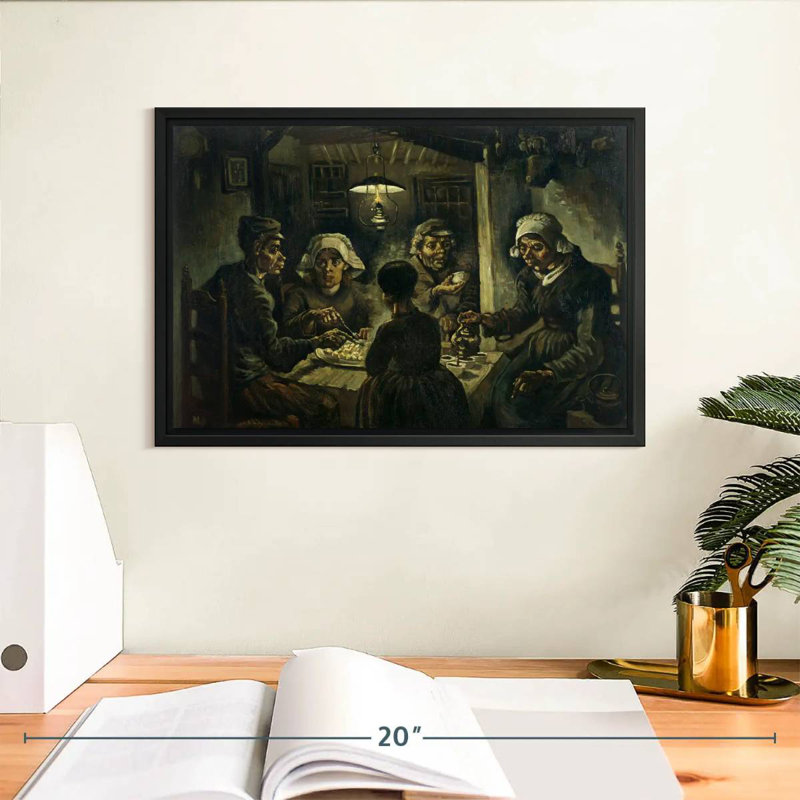 Les mangeurs de pommes de terre, 13 po x 9 po, Cadre flottant noir