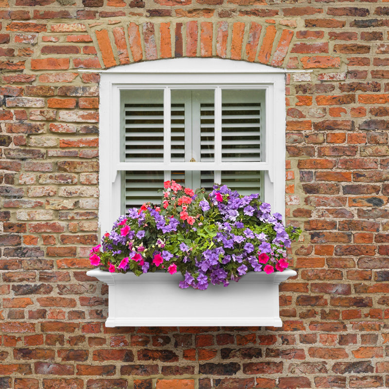 Anand Resin Window Box with Water Reservoir, White, 10" H x 36" W x 12" D