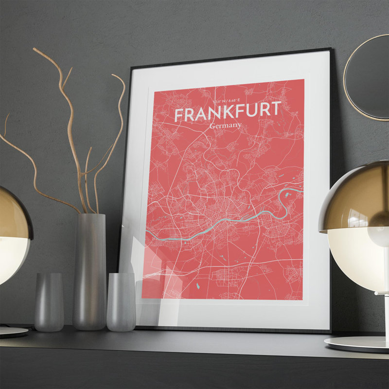 Frankfurt City Map In Maritime - No Frame Print, 27.6cm H x 19.7cm W x 0.05cm D