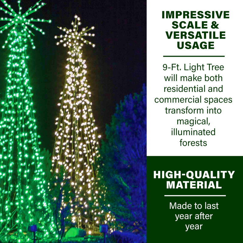 9-Ft Warm White LED Light Tree with Starburst Topper