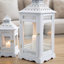 Ensemble de 2 lanternes décoratives, découpes classiques et panneaux de verre, blanc