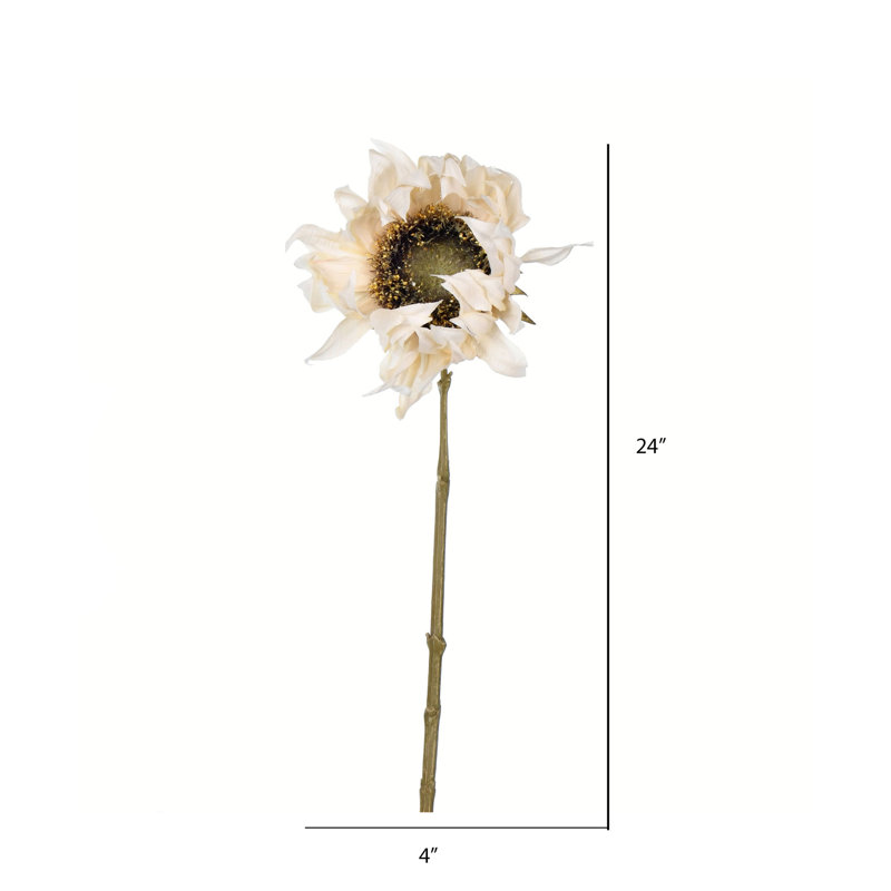 24" Artificial Sunflower Stem, Ivory