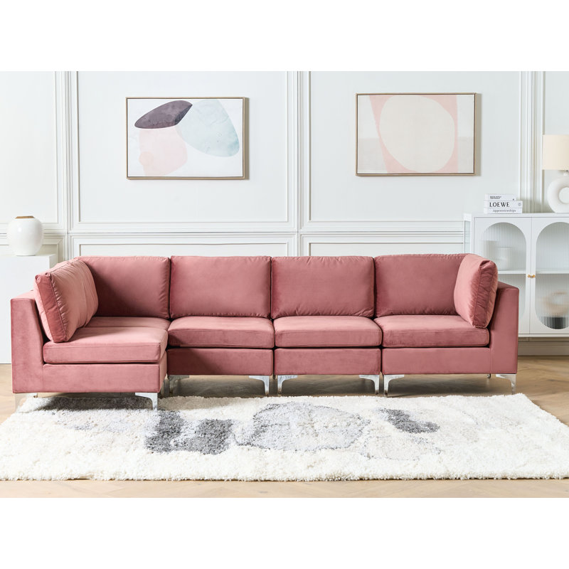 Millings 5 Seater Velvet Corner Sofa , Right Hand Facing, Pink
