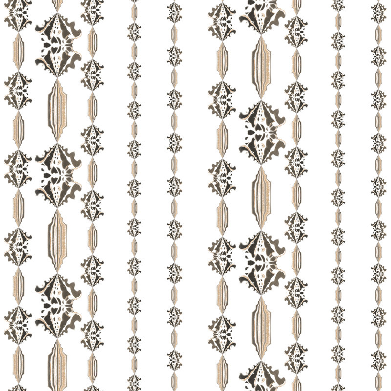 Charlie | Floral Stripe Wallpaper Double Roll, Brown/Gray/White
