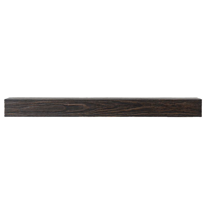 Stowe Rustic Charcoal Wood Fireplace Mantel Shelf - With Dark Hand Brushed Sand Groove Pattern, 60