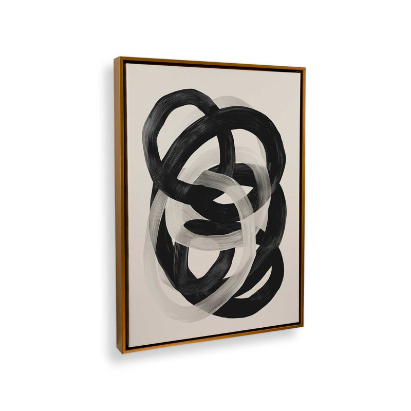 «Interwoven Lines Abstract Art 2» par Nadja, reproduction, L 18 po x H 24 po, Framed Print, Silver