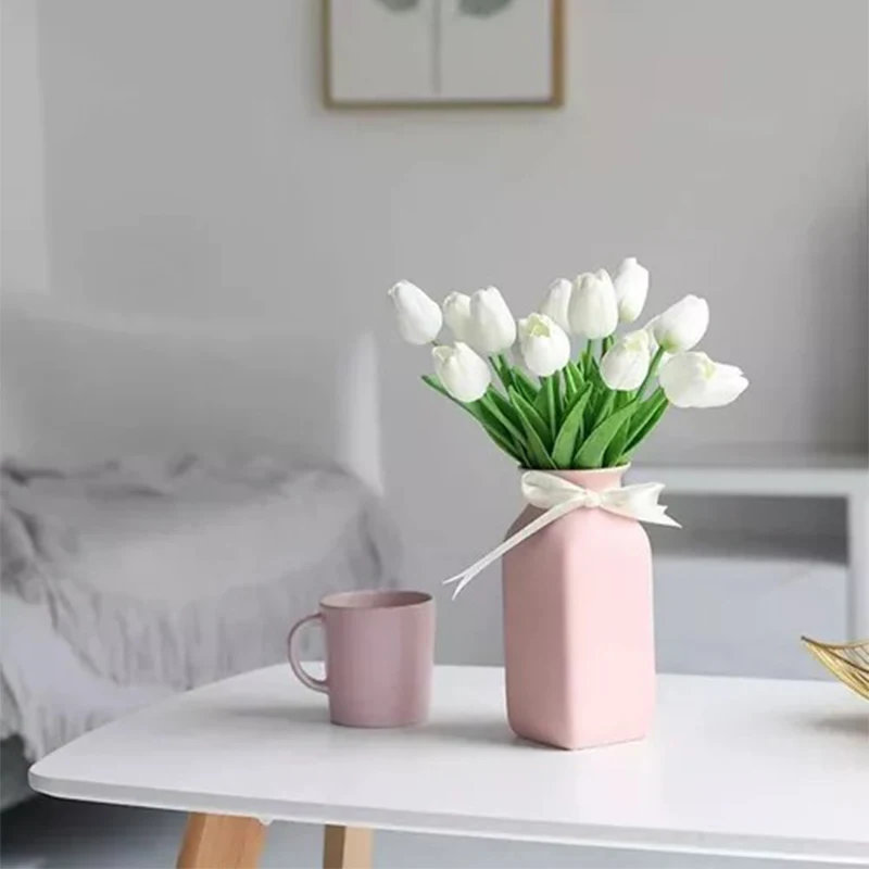 20 pièces de tulipes artificielles blanches